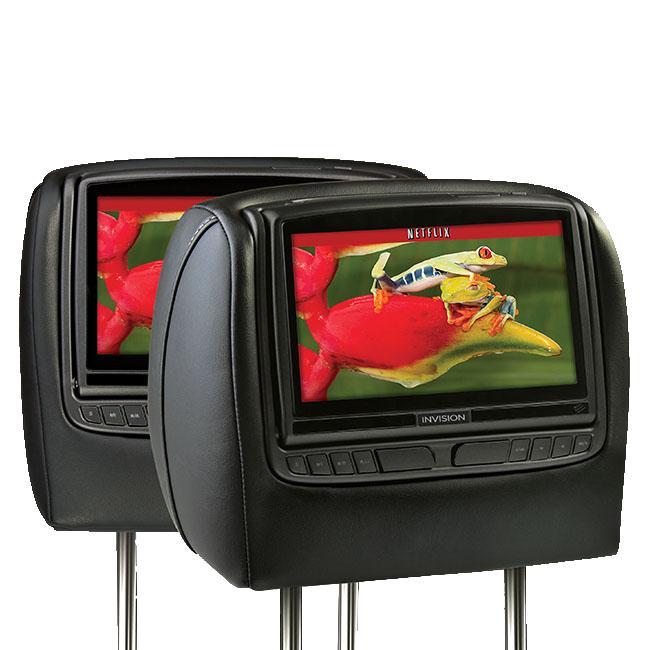 INV8SS - 8" DUAL DVD MONITORS W/HDMI & USB FACTORYMATCH REPLACEMENT HEADREST SYSTEM
